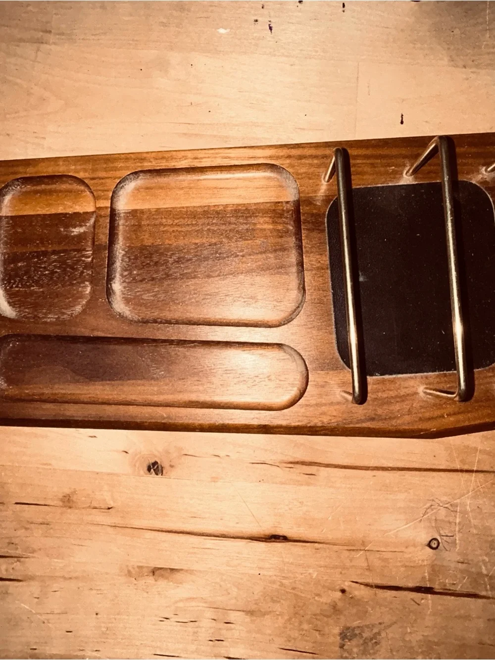 Vtg Extra Long Mens Solid Wood Dresser Valet Cady Walnut MCM Made In USA